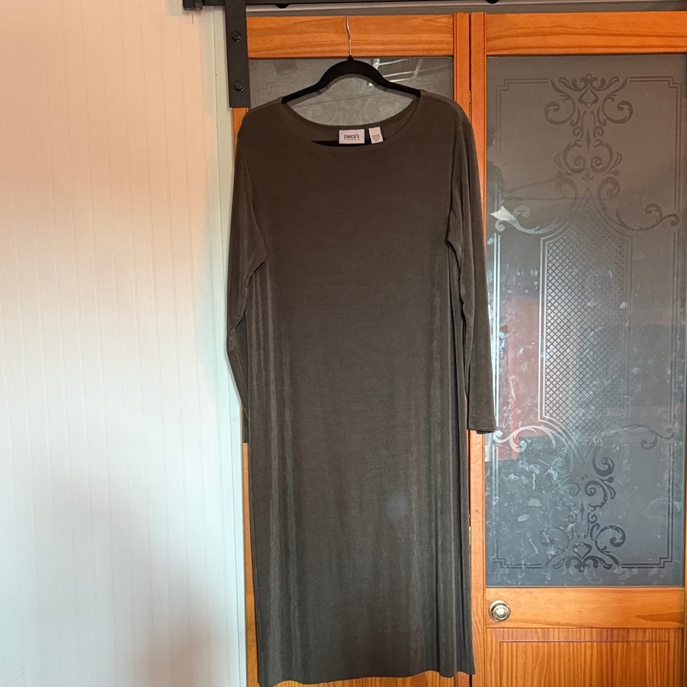 Chico’s Long Sleeve Dress in Dark Olive
